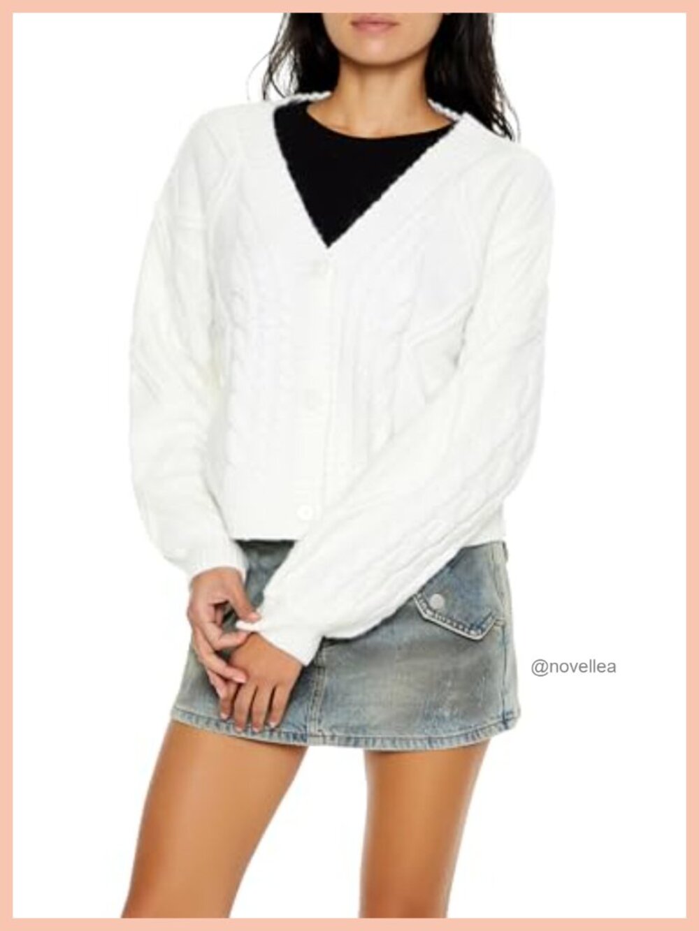 Cable Knit Cardigan Sweater Button Front Long Peasant Sleeve Oversized